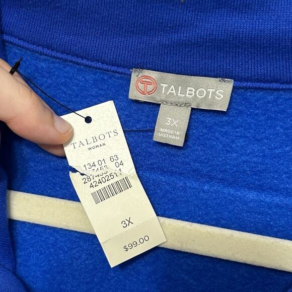 T By Talbots Asymmetric Zip Jacket NWT Womens Sz 3X Cobalt Blue High Neck Fleece - Picture 3 of 6